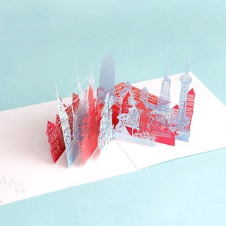 Tarjetas De Felicitación Pintura Shanghai Hecho A Mano Festival Postal Papercraft