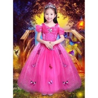 Cenicienta princesa vestido rosa manga corta vestido de disfraz