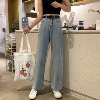【1014255Descuento individual de cintura alta jeans mujer nuevos estudiantes coreanos sueltos casual ancho pierna pantalones largos moda nuevo