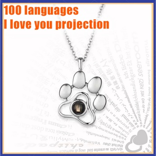 personalizado pet photo collar 100 idiomas te amo collar de proyección lindo mascota pata collar de metal