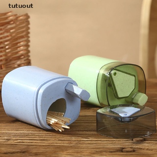 Tutuout 1Pcs Automatic Toothpick Holder Container Wheat Straw Household Table Toothpick CL
