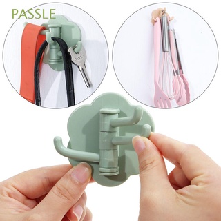 PASSLE Home Flower-shaped Wall Hanger 3 Hooks Non-punching Hook Bathroom Kitchen Supplies Multi-Purpose Strong Bearing Rotating/Multicolor