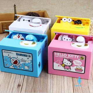 [más Bajo] caja de dinero automática Doraemon Kitty robar monedas de ahorro de banco creativo hucha niños cumpleaños -BT28
