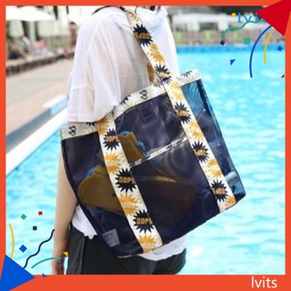 LVIT Storage Bag Waterproof Flower Printed Large Capacity Foldable Beach Travel Daily Pouch for Daily Life