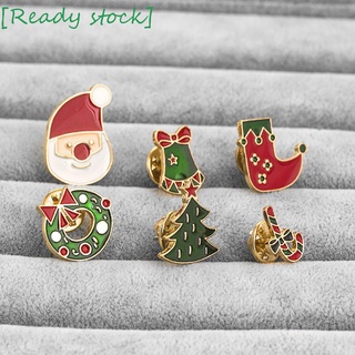 Broches de aleación femenino Jingle Bells Donuts Candy estilo árbol de navidad de Santa Claus