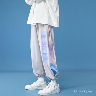 Hiphoppants hombres estilo coreano moda alta StreetinsSummer hielo seda delgada tobillo atados pantalones deportivos sueltos pantalones casuales (6)