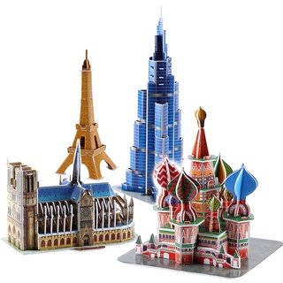 Arquitectura Rompecabezas de Cartón 3D Juguetes Notre Dame de Paris Torre Eiffel Vasily Catedral Modelo Arquitectónico Juguete YP