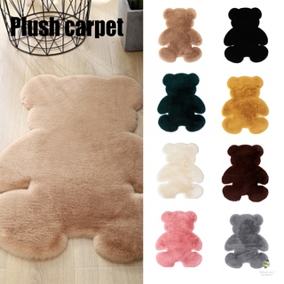 Cute Animal Shaped Rug Artificial Fluffy Cartoon Bear Shaped Carpet Faux Rabbit Hair for Home Bedroom Living Room
