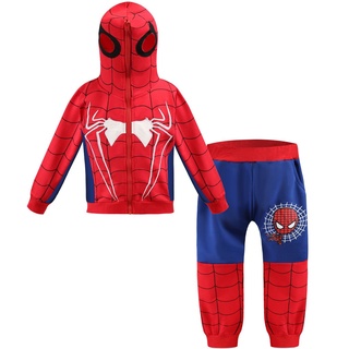 Conjunto De dos piezas pantalones+sudadera con capucha delgada Para hombre araña Para niño (1)