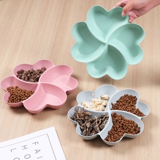 giftsuc Dog Bowl 4 Grids Flower Shape PP Non-slip Pet Food Water Feeder for Puppy