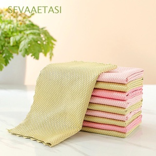 SEVAAETASI 5 Pcs Dish Towel Anti-Grease Wash Cloth Cleaning Cloth Fish Scale Microfiber Super Absorbent Household Efficient Wiping Rag