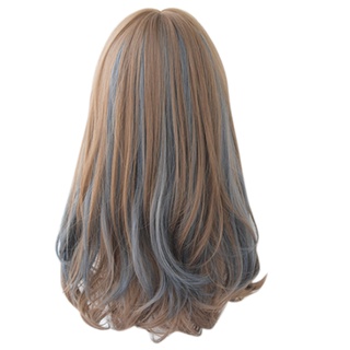 peluca de peluca natural y realista de larga duración/peluca larga para mujer/peluca completa resistente al calor peluca sintética dorada y azul (2)