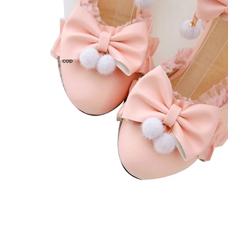 [cod] lolita mary jane zapatos dulce arco volantes bomba zapatos con furball kawaii caliente