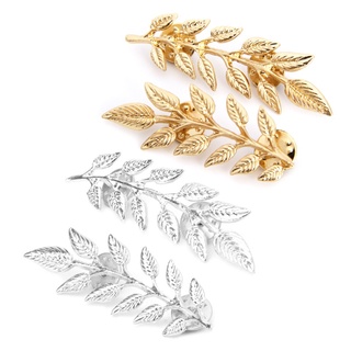 DU 1 Pair Vintage Wheat Leaf Branch Gold Silver Plated Neck Tip Brooch Collar Pin