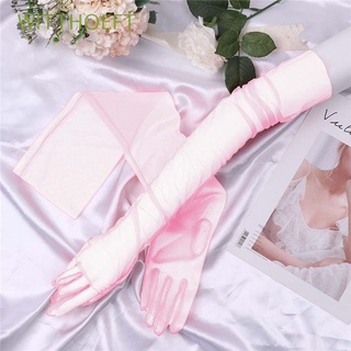 witthoeft manopla de encaje largo delgado ultra cinco dedos guantes mujeres guantes mujeres sedoso dedo completo moda pura tul codo delgado guantes/multicolor