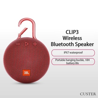 ☆ Caixa de som Mini Alto Falantes Jbl Clip 3 Bluetooth Portátil Ip67 À Prova D 'Água CUSTER