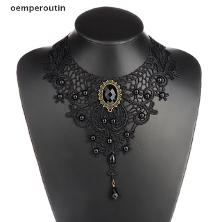 Utin Black Lace& Beads Choker Victorian Steampunk Style Gothic Collar Necklace Gift . (1)