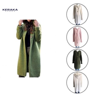 (Keraka) Abrigo de chaqueta Ultra suave de punto de media longitud abrigo cálido prendas de abrigo