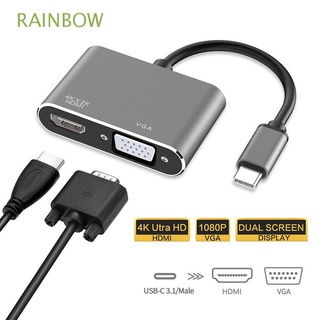 RAINBOW High Quality USB C to HDMI VGA UHD Thunderbolt 3 Adapter New Hub Professional USB 3.1 Type C 4K Converter/Multicolor