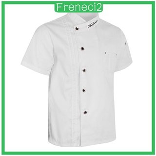 [freneci2] blanco/negro/rojo sólido chef chaquetas de manga corta abrigo uniformes de cocina para mujeres hombres