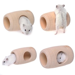 Tubo de madera casa hámster ratón rata jerbo túnel jaula ocultar juego juguete