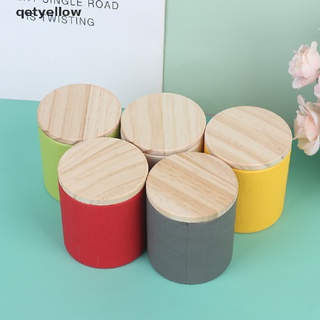 Qetyellow Tea Box Color Wooden Lid Small Round Tin Box Wedding Candy Box Gift Storage Box CL