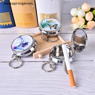【NSE】 Creative Round Cigarette Keychain Portable Stainless Steel Pocket Ashtray 【Newspringeven】