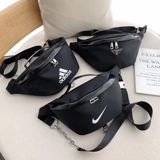 Nike/Adidas bolsa de cintura Hobo cadena de Metal negro hombro Beg deportes Casual pareja bolsa de diseño Simple Beg