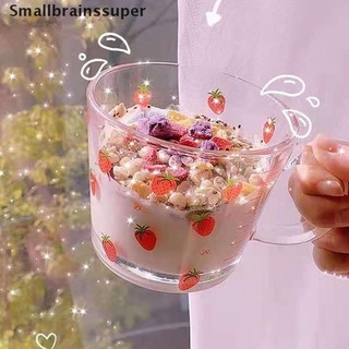 Smallbrainssuper Strawberry Peach Holding Cup Glass Bowl Breakfast Cereal Student Girl Milk SBS