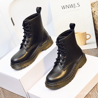 💖✨Ready-Stock💎✨Martin Boots Women's2021New British Style Versatile Autumn and Winter Fleece-Lined Platform Flat Bottom Handsome Retro8Hole6Ankle Boots