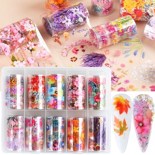 STARSTORY 10 Rolls/Box New Maple Leaf Manicure Floral Nail Foil Stickers DIY Transfer Decals Fall Charms Design Hot For Nail Art Decorations (9)