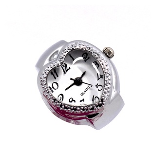 Las mujeres de la moda anillo reloj corazón señoras relojes lunares patrón ajustable anillos reloj de cuarzo