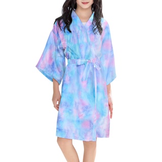 Niños Bebé Niña Impresión Verano Kimono Batas Albornoz Ropa De Dormir Abrigo # B (7)