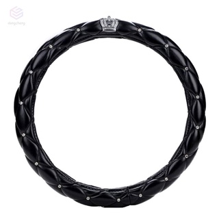 38 cm de lujo de cristal corona tachonado diamantes de imitación cubierto de cuero de la pu del coche cubierta del volante (1)