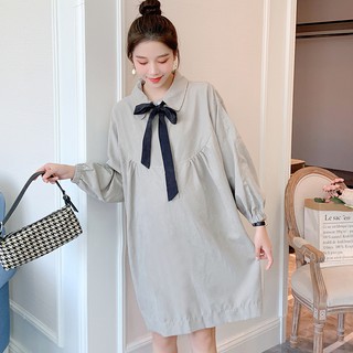Camisas de maternidad suelta de manga larga camisa para el embarazo otoño moda dulce elegante vestido de gran tamaño [2021] (3)