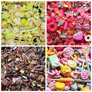 [cl] 10 pzs mini juego de 10 piezas de comida pastel pastel galletas donuts miniatura teléfono móvil accesorios [cl]