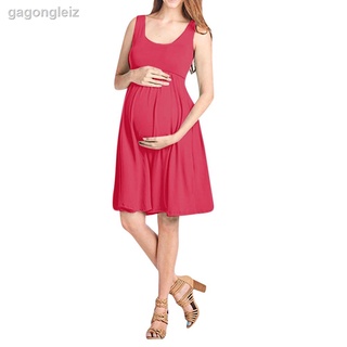 Vestido de lactancia sin mangas Para mujer embarazada/vestido Liso Para mujer embarazada
