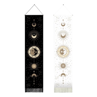 2 pzs tapiz decorativo De luna negra y blanca Para decoración del hogar bohemio De luna decoración colgante De pared