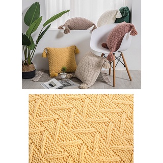 Soft Knitted Cushion Cover 45X45Cm Solid Pillow Case Tassels Home Decoration Pillowcase Square for Sofa Bed