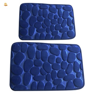 2 pzs Set De Espuma viscoelástica, Extra suave 2 pzs Cobblestone alfombras antideslizantes E absorbentes De agua 2