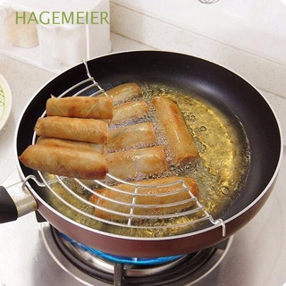 HAGEMEIER Shelving Frying Holder Gadgets Stainless Steel Steam Tray Silver Home Use Semicircular Kitchen Drain Bowl Lek Oil Rack