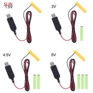 SUN EU Plug USB Power Supply Convert to AAA Battery Eliminator Can Replace 1-4pcs 1.5V LR03 AAA Battery Elimination Cable