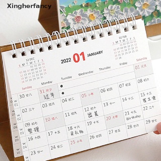 Xfmy Mini calendario de escritorio 2022 Kawaii calendario suministros de oficina planificador mensual caliente (4)