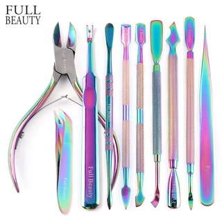 Manicure Cutter Rainbow Nail Clippers Nippers Dead Skin Gel Polish Remover Cuticle Pusher Nail Care Tool CH01-12/FB