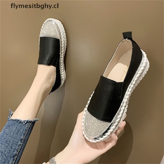 ' flymesitbghy] Mocasines De Cristal Brillante Mujeres Primavera Verano Deslizamiento En Plataforma Zapatillas Blancas Zapatos Mujer Casual Pisos [CL]