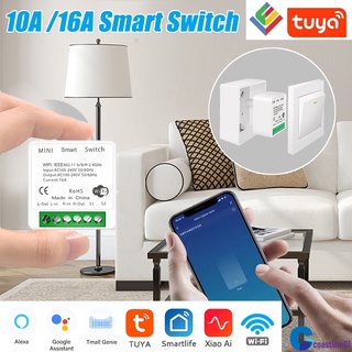 10a/16a Tuya 100-240v Mini Interruptor De Bricolaje Wifi Smart 2 Vías control/vocie Por Google/Alexa