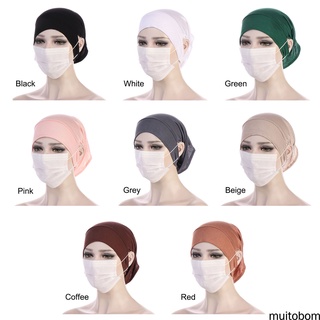 [En Stock] Sombrero Muslim Interior Hijab Jersey Bajo Turbante Con Agujero De Oreja Nuevo Algodón Debajo De La Elástica Bufanda Redonda Frontal (3)