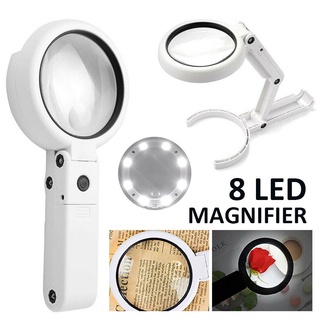 8 LED Lights Desk Lamp Magnifying Glass With Light Stand Clamp Reading Magnifier ☆dstoolsVipmall