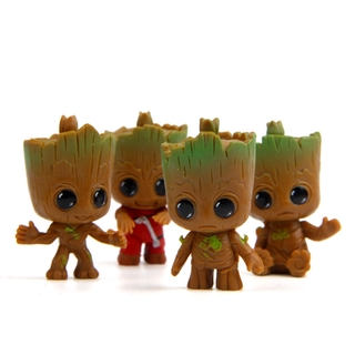 4 piezas Mini Tree Man Groot muñecas juguetes guardianes de la galaxia decoración de escritorio (2)