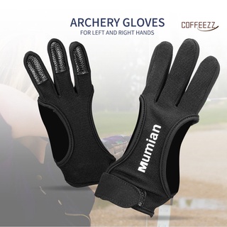 coffeezz 1pc mumian guantes de tiro con arco transpirable sudor adsorbido multiusos hecho a mano tiro tres dedos guantes para al aire libre